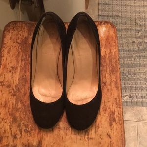 J.Crew suede black thick high heel